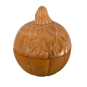 Vintage Longaberger Caramel Slag Glass Pumpkin Dish bowl – USA Made